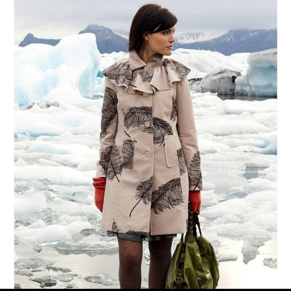 Anthropologie elevenses plume chloe jacket coat size 4